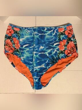 Torrid Floral Pool-Print High Waist Bikini Bottom - Blue & Orange